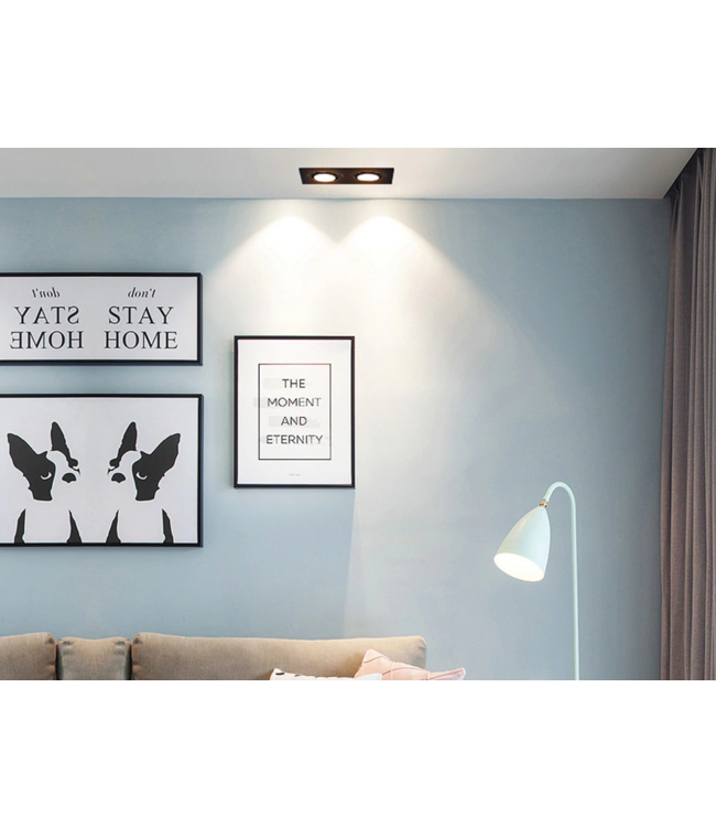 Double spot encastrable 2x10W LED blanc, noir dimmable peu profond