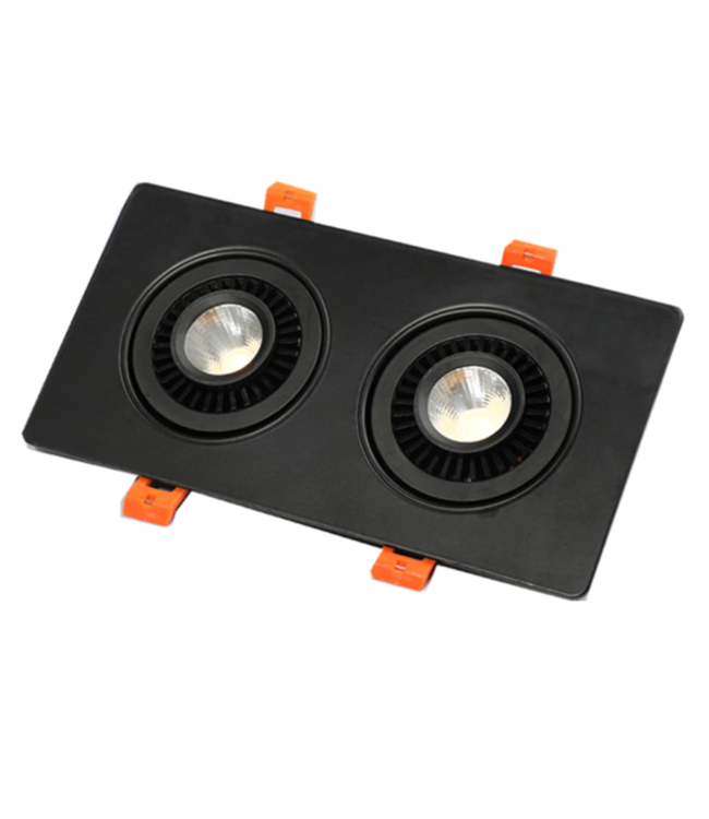 Spot encastrable double 2x15W LED dimmable noir, blanc faible hauteur