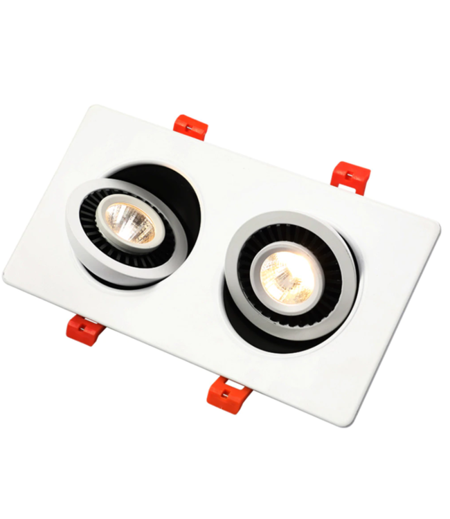 Spot encastrable double 2x15W LED dimmable noir, blanc faible hauteur