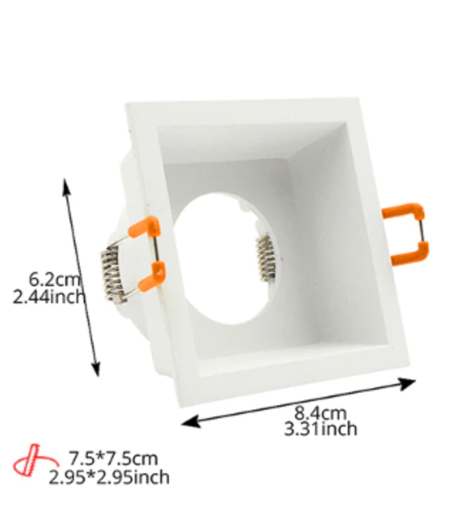 Spot encastrable carré GU10 blanc diamètre perçage 75 mm x 75 mm