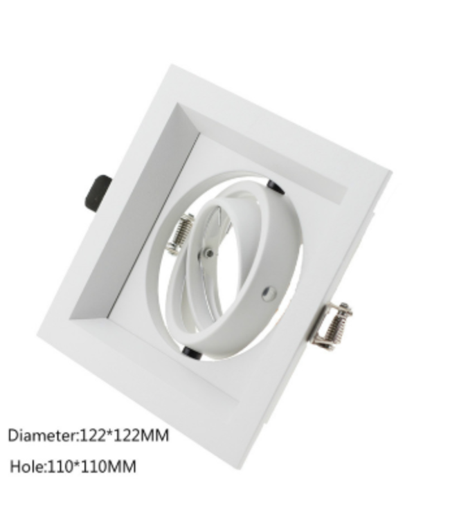 Inbouwspot 220V vierkant GU10 zaagmaat 110x110mm wit kantelbaar