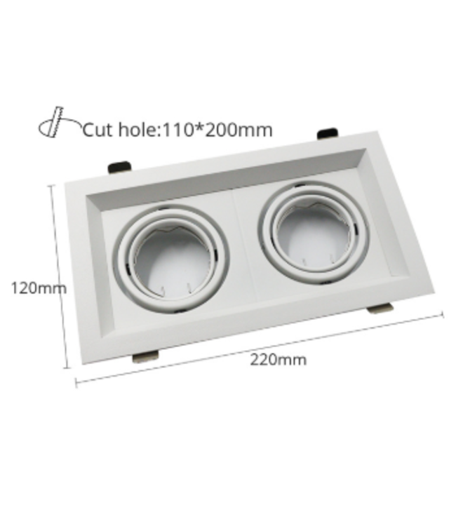 Spot encastrable rectangulaire intérieur blanc GU10 orientable scie 110x200