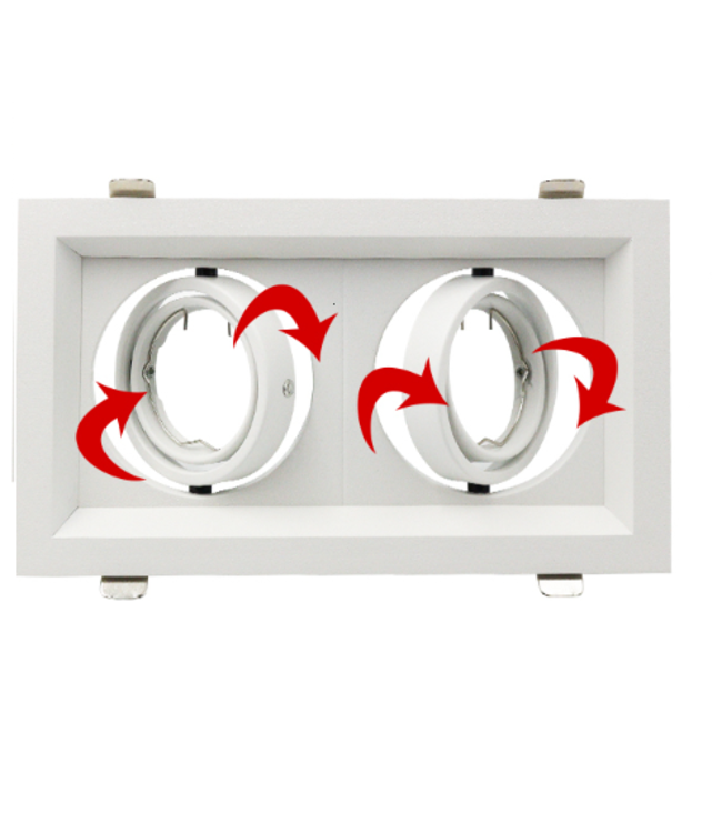 Inbouwspot rechthoek wit GU10 zaagmaat 110 x 200 mm richtbaar