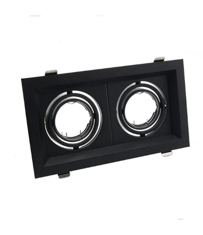 Spot double encastrable noir 2xGU10 perçage 110 x 200 mm