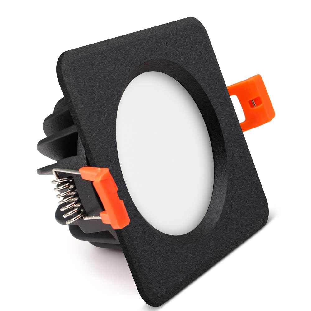 Spot LED salle de bain IP65 noir carré IP65 LED 7W diamètre perçage 75 mm