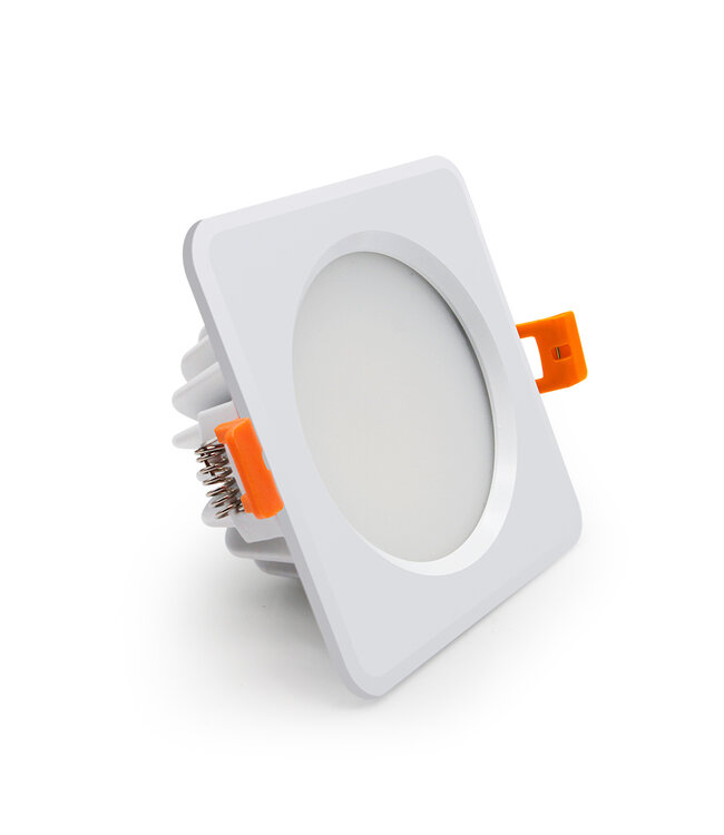 Spot salle de bain IP65 7W LED blanc carré diamètre perçage 75 mm