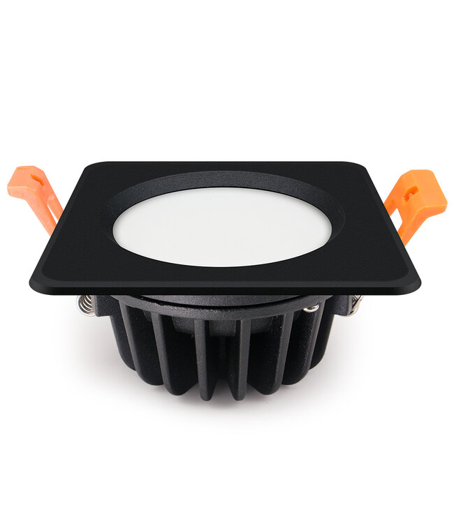 IP65 inbouwspot zwart LED 15W vierkant geen trafo nodig zaagmaat 95 mm