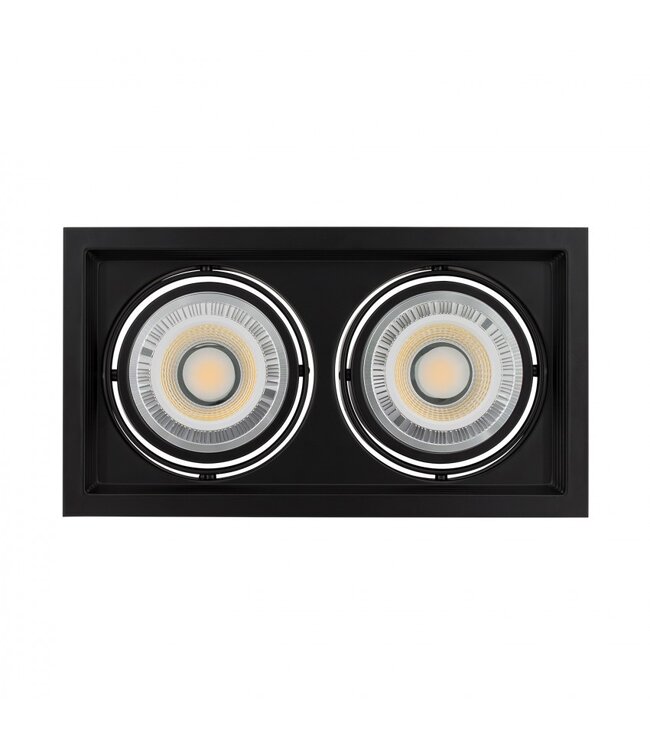 Plafondspot inbouw 2xAR111 GU10 zaagmaat 160x310mm wit of zwart
