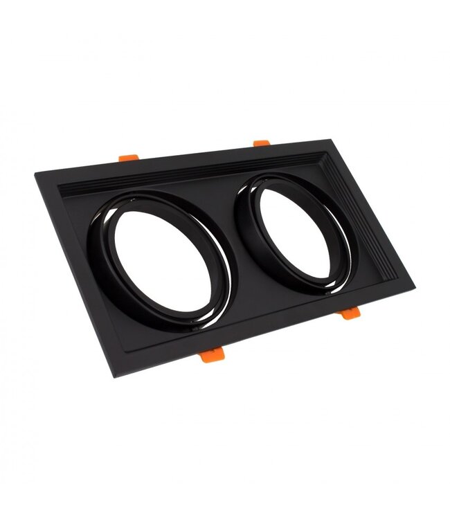 Spot LED encastrable rectangulaire 2xAR111 GU10 perçage blanc ou noir