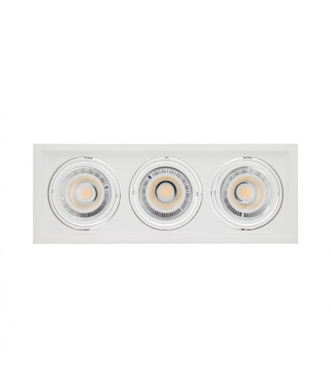 Spot encastrable triple pour 3xAR111 GU10 perçage 160x460mm blanc ou noir