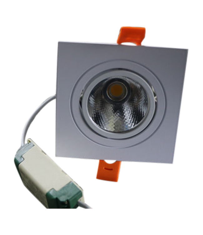 Vierkante inbouw spot gatmaat 90mm 12W LED dimbaar vierkant wit
