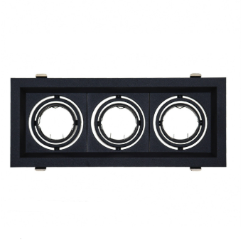 Driedubbele GU10 inbouwspot zwart zaagmaat 110x300mm