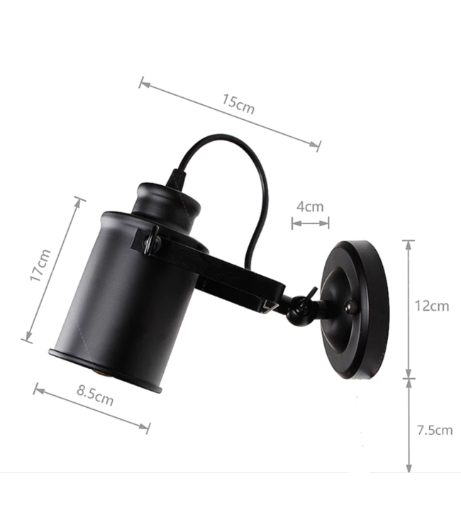 Spot industriel vintage noir orientable E27