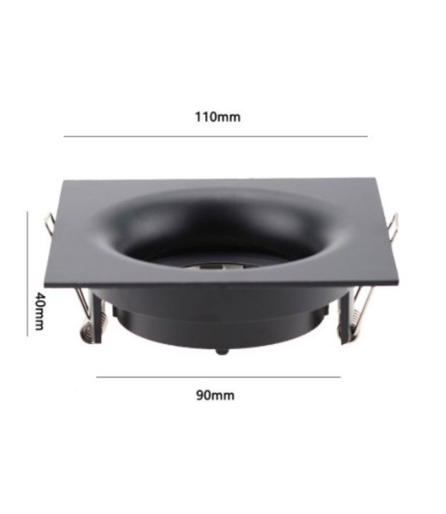 Downlight vierkant zwart GU10 design zaagmaat 95mm