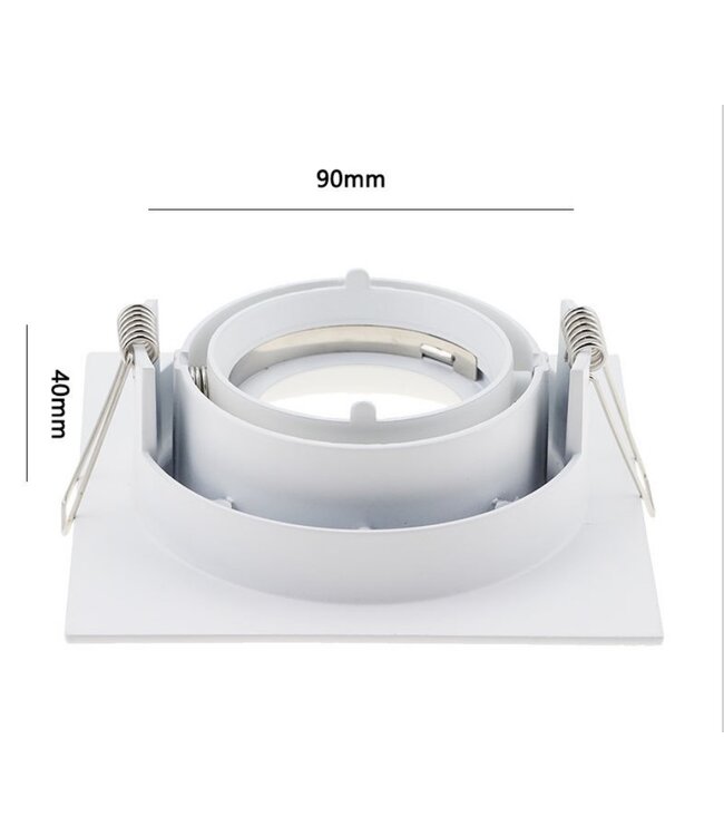 Inbouwspot vierkant wit GU10 design zaagmaat 95mm