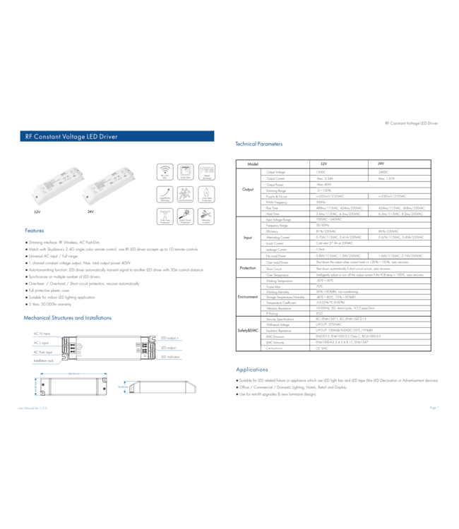Transfo DIMMABLE 40W 220V pour 3-015, 016, 017 et pour télécommande