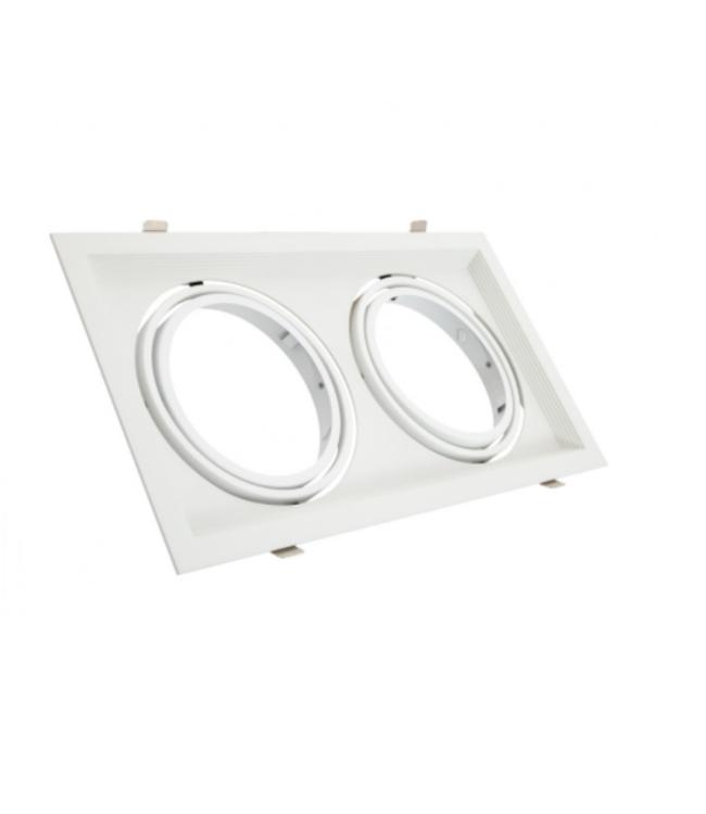 Spot LED encastrable rectangulaire 2xAR111 GU10 perçage blanc ou noir