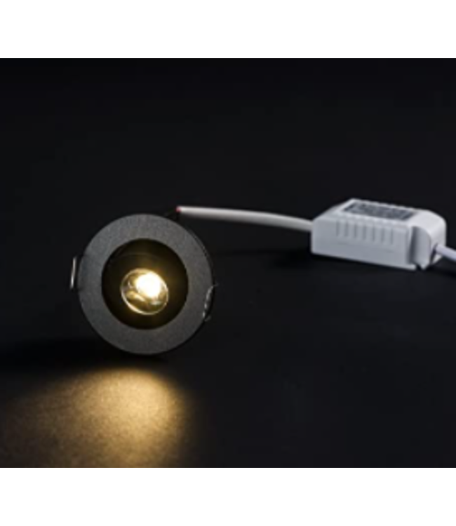 Inbouwspot 50mm zaagmaat 44mm 3W richtbaar 20mm hoog zwart