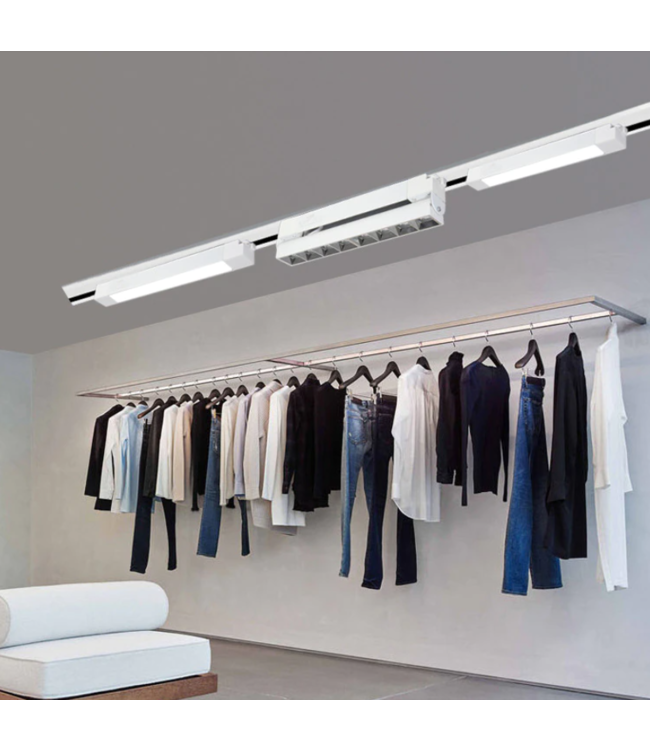 Winkelverlichting op rail lineair zwart of wit 30W
