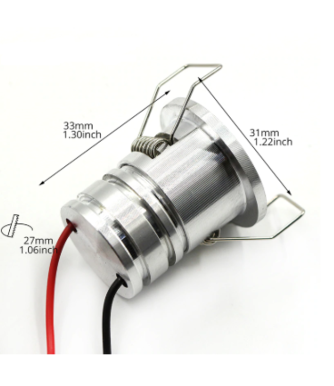 Petit spot encastrable 3W IP44 dimmable noir, blanc, gris