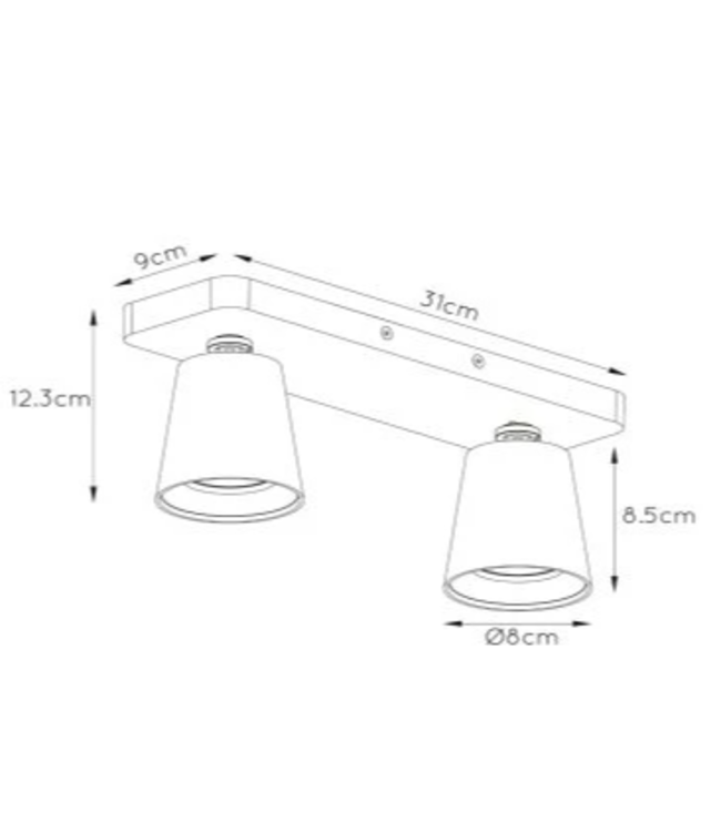 Rampe 2 spots LED noir doré orientable