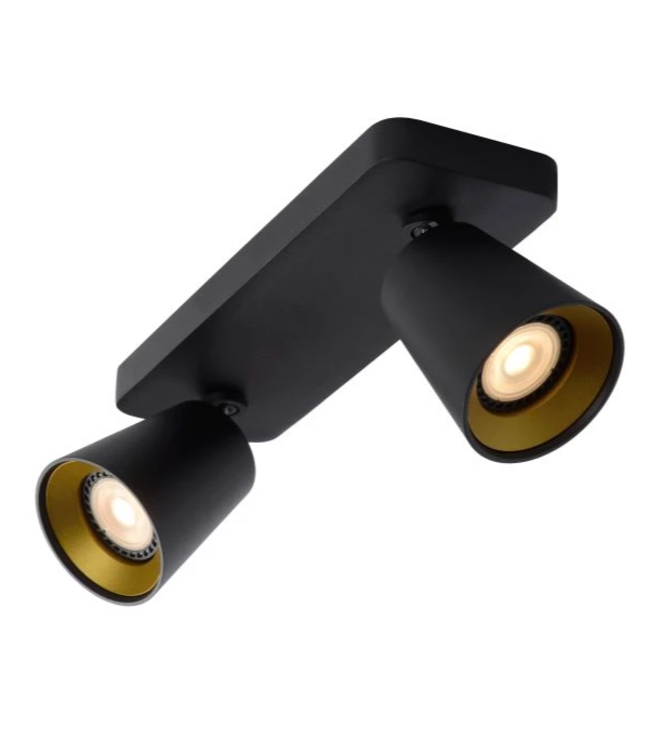 Rampe 2 spots LED noir doré orientable