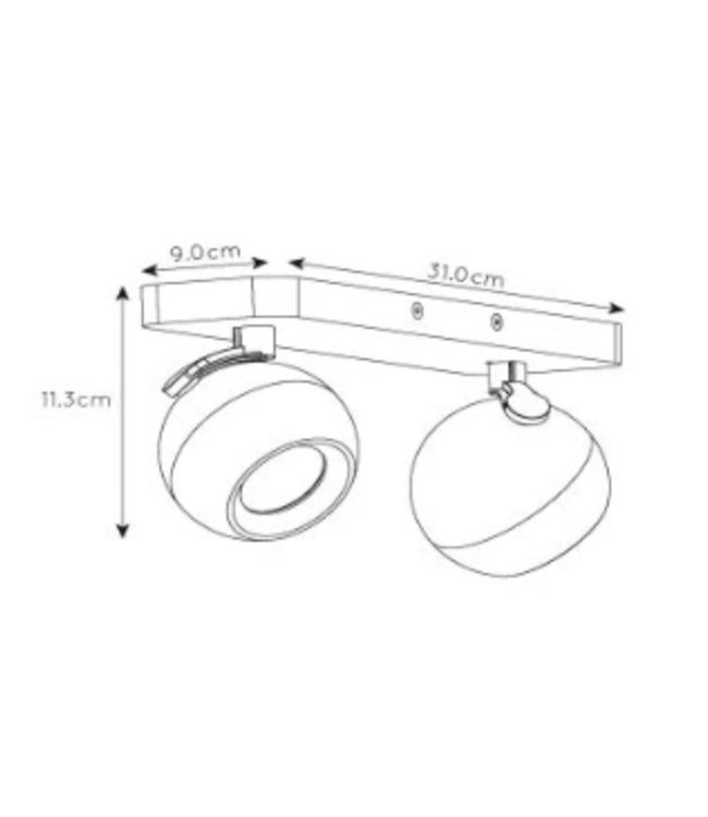 Plafonnier 2 spots 2xGU10 blanc ou noir orientable