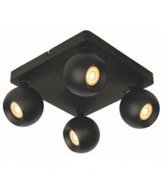 4 spots plafondlamp GU10 wit of zwart vierkant