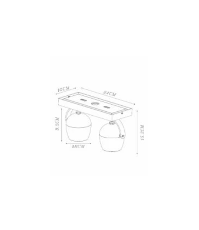 Spot plafond 2 spots salle de bain IP44 noir 2xGU10