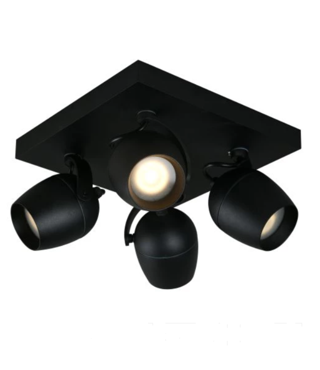 4 spots lamp plafond badkamer 4xGU10 wit of zwart IP44