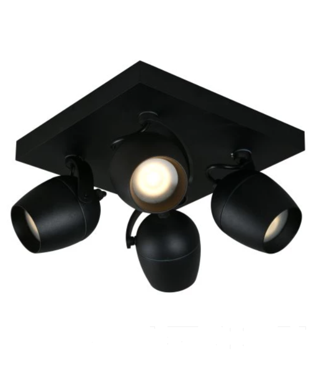 Lampe 4 spots plafond salle de bain IP44 blanc ou noir 4xGU10