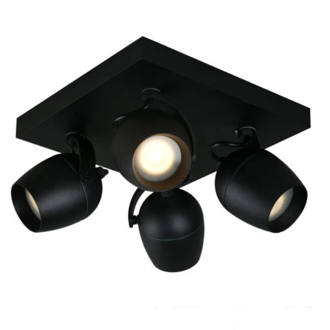 Lampe 4 spots plafond salle de bain IP44 blanc ou noir 4xGU10 -  Ledspot-planet