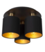 Plafondlamp 3 spots katoen zwart goud 3xE27 Ø 37cm