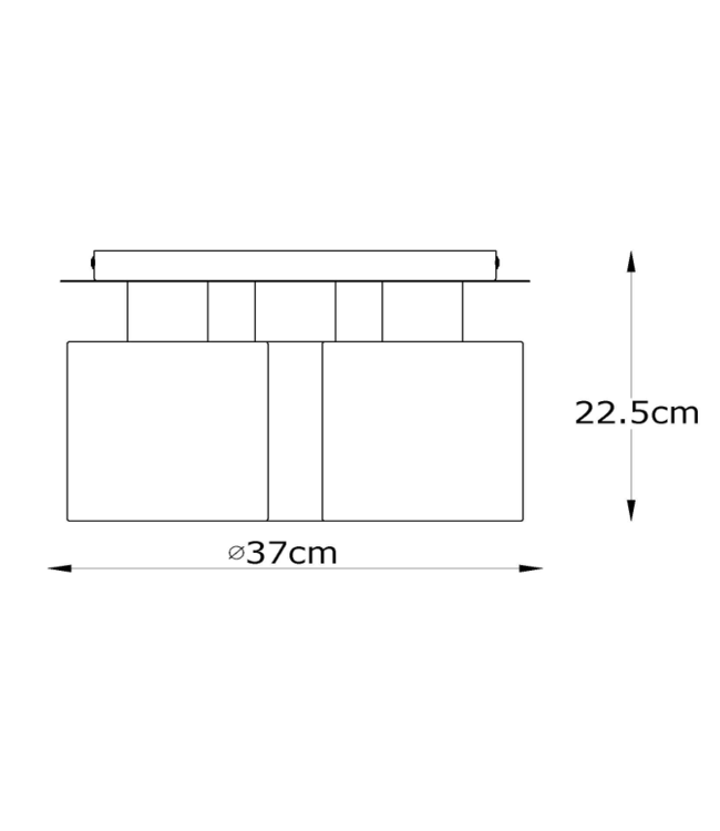 Plafondlamp 3 spots katoen zwart goud 3xE27 Ø 37cm