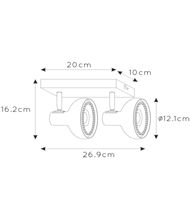 Plafondlamp eettafel 2xGU10 AR111 wit, zwart, beige