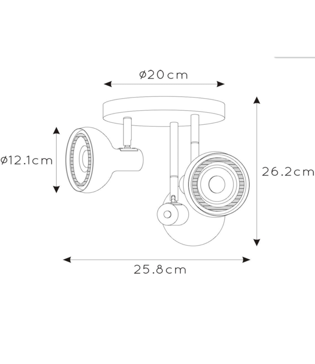 Spots sur patère 3xGU10 AR111 blanc, noir, beige