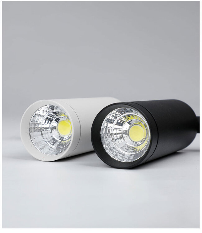 Railspot cilinder mini 7W zwart of wit dimbaar 1 fase of 3 fase