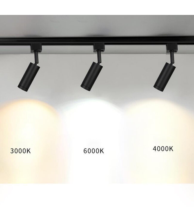 Mini spot led sur rail 7W dimmable blanc ou noir 1 phase ou 3 phases