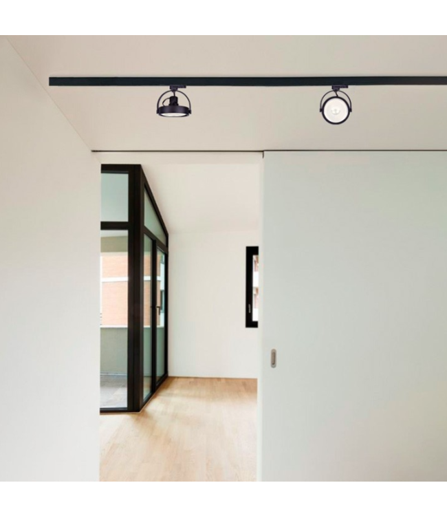 Luminaire sur rail noir GU10 triphasé AR111 (Ampoule non-comprise)