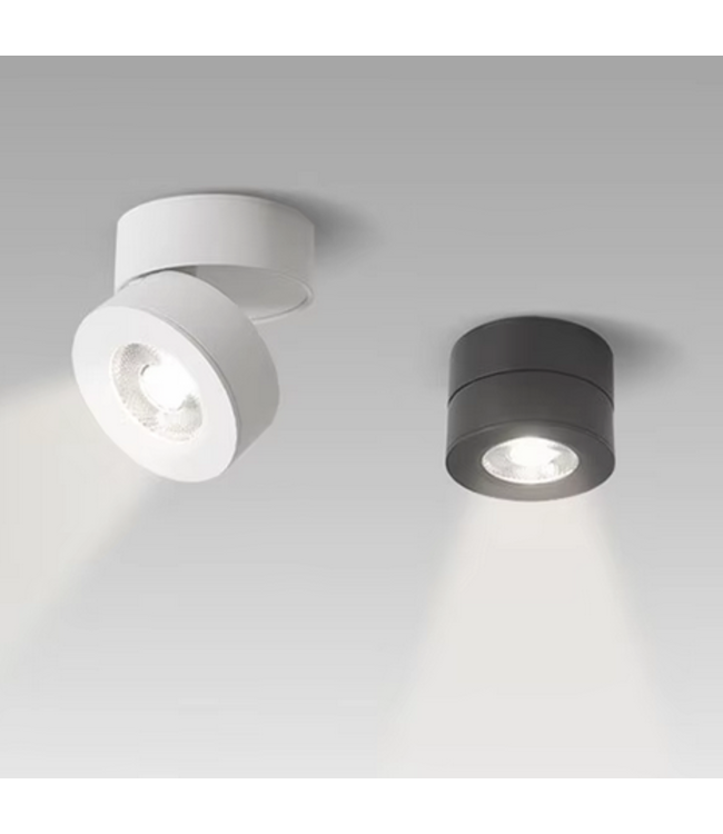 Spot LED saillie extra plat 7W blanc ou noir inclinable gradable