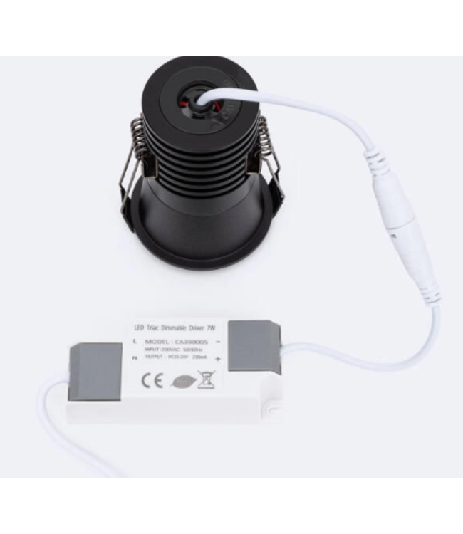 Inbouwspot IP44 zwart 7W zaagmaat 55mm dimbaar