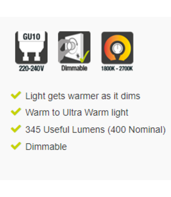 Dim to warm spot LED 400 lumen 1800-2700 Kelvin