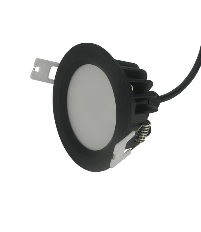 Spot encastrable 12V salle de bain noir 7W découpe 75mm diamètre 90mm