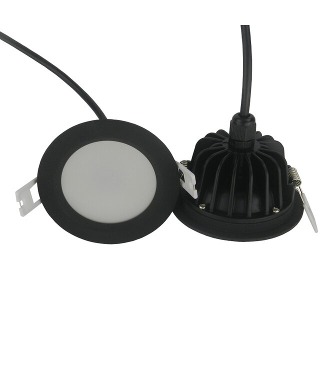 Spot encastrable 12V salle de bain noir 7W découpe 75mm diamètre 90mm