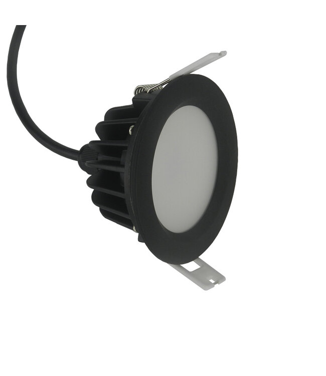 Spot encastrable 12V salle de bain noir 7W découpe 75mm diamètre 90mm