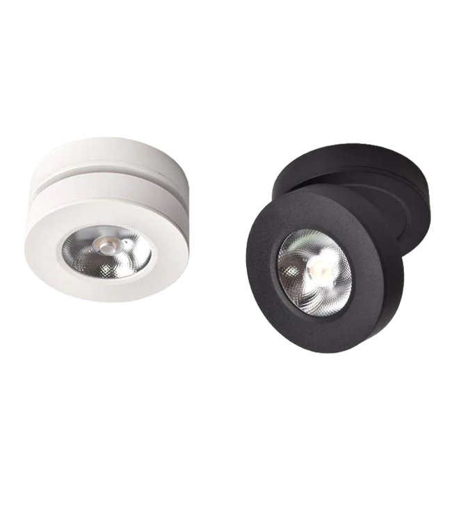 Moderne plafondspot 7W wit of zwart kantelbaar dimbaar