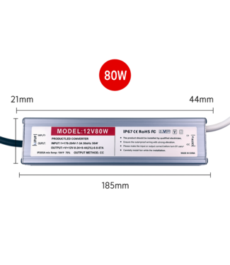 Driver LED 80W IP67 input 220V, output 12V