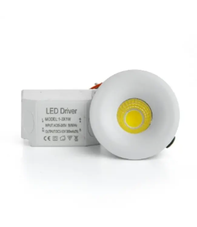 Kleine inbouwspot 3W LED wit of goud lage inbouwdiepte