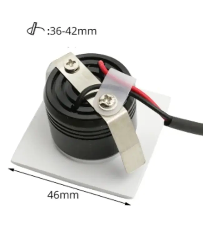 Mini LED inbouwspot 3W vierkant zaagmaat 36mm