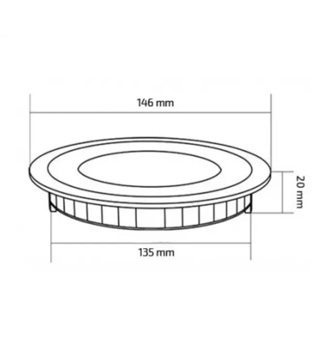 LED spot inbouwdiepte 2 cm rond 9W 135mm zaagmaat